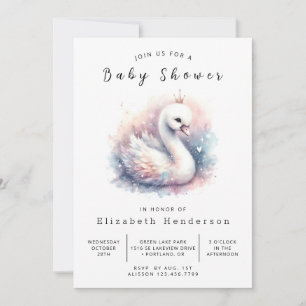 Förnimmad Digital Svan Baby Shower Inbjudningar