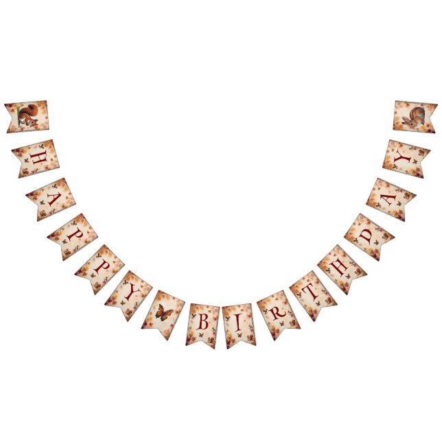 Förnimmad Fall Woodland Animals Bunting Banner Vimplar (Alla)