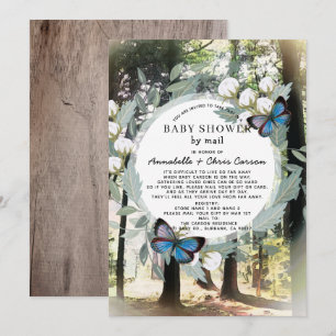 Förnimmad Forest Butterfly Baby Shower by Mail Inbjudningar