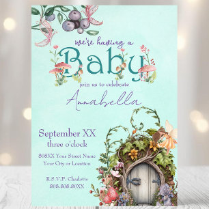 Förnimmad Forest Fairy Garden Door Baby Shower Inbjudningar
