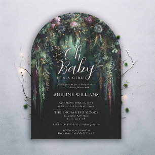 Förnimmad Forest Fairy Woodland Arch Baby Shower Inbjudningar