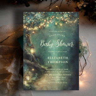 Förnimmad Forest Magic Lanternes Fairy Baby Shower Inbjudningar