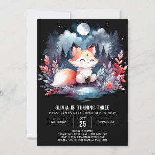 Förnimmad modern Fox Birthday digital Inbjudningar
