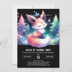 Förnimmad modern Fox Birthday digital Inbjudningar