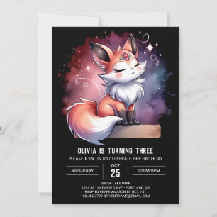 Förnimmad natur Fox Birthday digital Inbjudningar