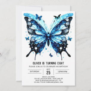 Förnimmad Watercolor Butterfly Boy Birthday Inbjudningar