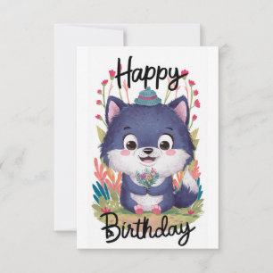 Förnimmad Whimsical Varg Digital Birthday Kort