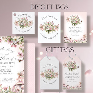 Förnimmade Fairy Blommigt Flicka Shower DIY-Märkre Visitkort