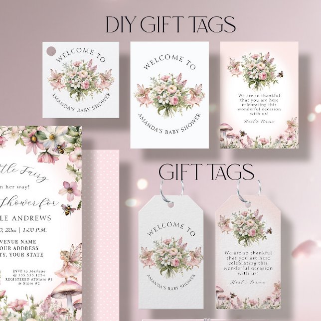 Förnimmade Fairy Blommigt Flicka Shower DIY-Märkre Visitkort (Skapare uppladdad)