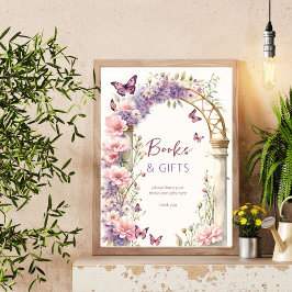 Förnimmade fjärilar-skylt för babyduschgåvor poster