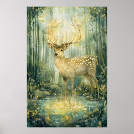 Förnimmade Forest Stag Glowing Antlers Poster
