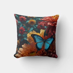Förnimmade Garden Blue Butterfly Vibrant Blooms Kudde