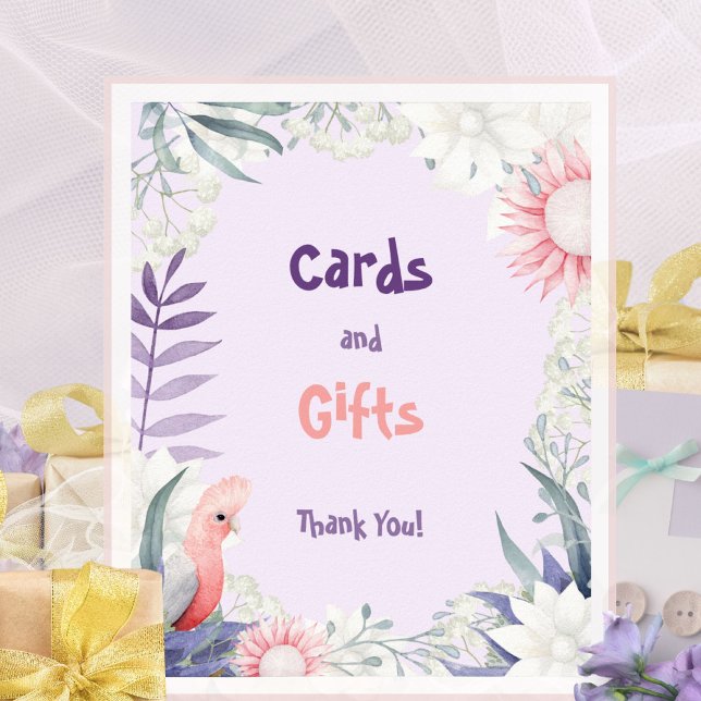 Förnimmade lavender-gåvor Bord-babyskor Poster (Enchanted Lavender Gifts Table Baby Shower Poster ©Susanne Sachers - Sunny Mind 🌞)