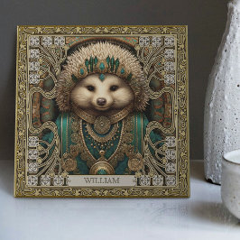 Förnimmade Spirit Hedgehog Personlig Jewels Kakelplatta