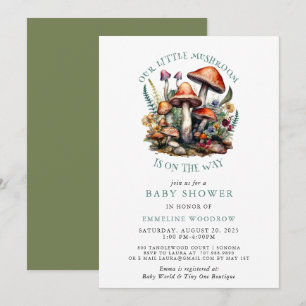 Förnimmade Whimsical Mushroom Woodland Baby Shower Inbjudningar