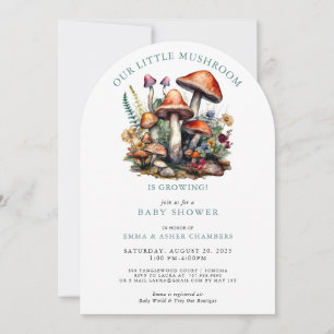 Förnimmade Whimsical Mushroom Woodland Baby Shower Inbjudningar