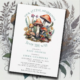 Förnimmade Whimsical Mushroom Woodland Baby Shower Inbjudningar