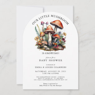 Förnimmade Whimsical Mushroom Woodland Baby Shower Inbjudningar