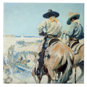 Förnöjelsevagn Västerländsk konst av NC Wyeth Kakelplatta