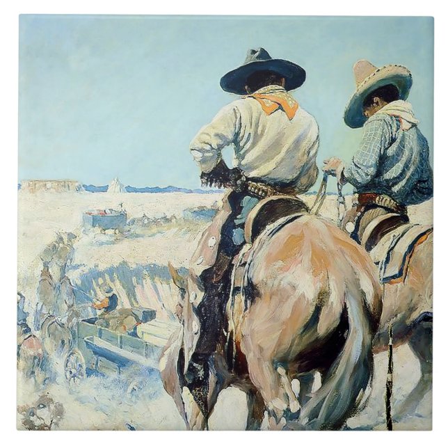 Förnöjelsevagn Västerländsk konst av NC Wyeth Kakelplatta (Framsidan)