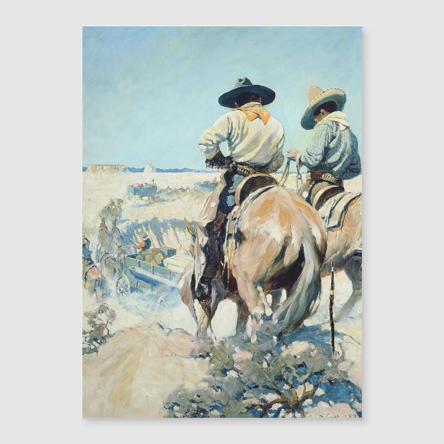 Förnöjelsevagn Västerländsk konst av NC Wyeth Magnetisk Inbjudningskort (Framsida)