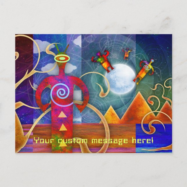 Forntida Astro Utomjordiska Änglar Uppstigande Vykort (Framsida)