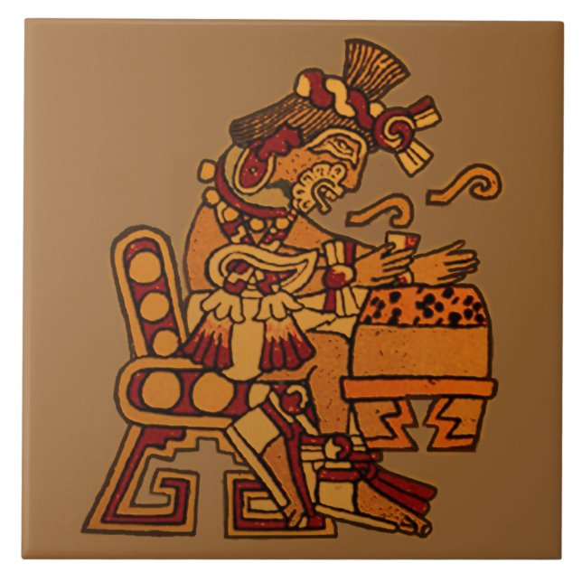 Forntida Aztec Codex Kakelplatta (Framsidan)