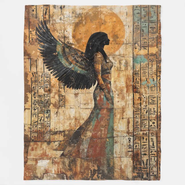 Forntida bevingad egyptisk gudinna fleecefilt (Framsidan)