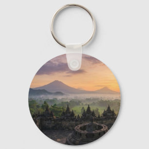 Forntida Borobudur-templet Java Indonesien Nyckelr Nyckelring