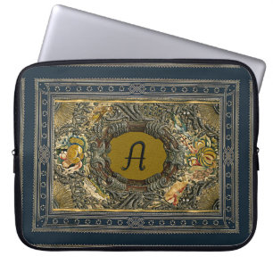 Forntida broderad bokomslagMonogram Laptop Sleeve