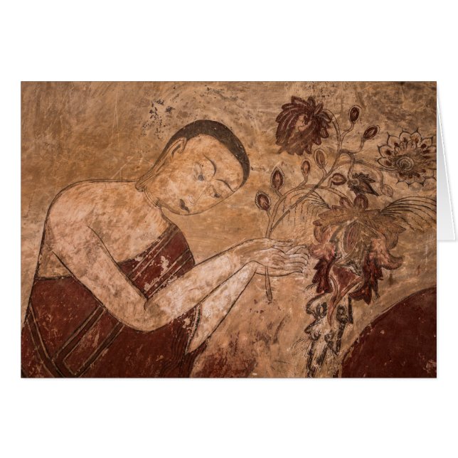 Forntida buddhistisk målning hälsningskort (Framsidan Horizontal)