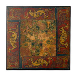 Forntida designoriginal ett av fyra kakelplatta