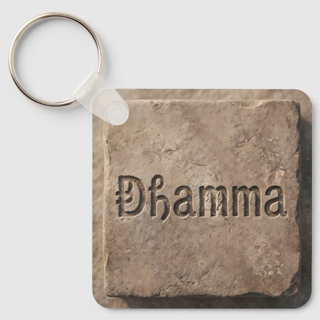 Forntida Dhamma Stenstruktur Nyckelring (Framsida)