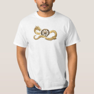 Forntida Drak- och Dhamma-hjulmönstrad Herr-T-Shir T Shirt