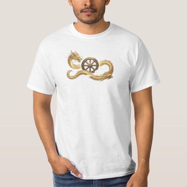 Forntida Drak- och Dhamma-hjulmönstrad Herr-T-Shir T Shirt (Framsida)
