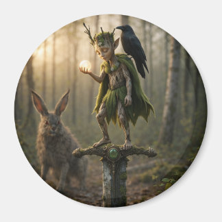Forntida druidbard fae pixie med pärlor magnet