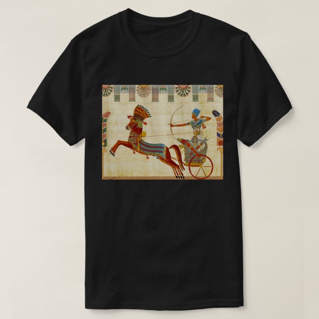 Forntida Egypten Farao Ramses II Hästar papyrus T Shirt (Design framsida)