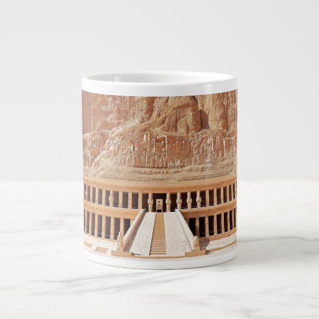 Forntida Egypten Hatshepsut Deir Bahri Templet Lux Jumbo Mugg (Framsidan)