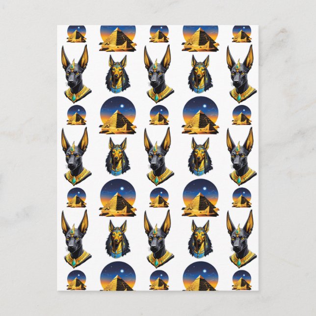 Forntida Egypten Pyramid Anubis Mönsterdesign  Vykort (Framsida)