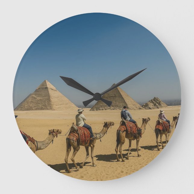Forntida Egypten pyramider öken Kamelritt Stor Klocka (Framsida)
