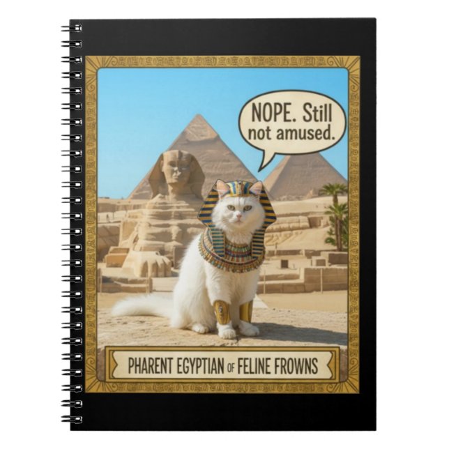 Forntida Egypten Rollig Kunglig Farao Vit Katt  Anteckningsbok (Framsidan)