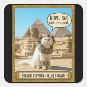 Forntida Egypten Rollig Kunglig Farao Vit Katt Fyrkantigt Klistermärke
