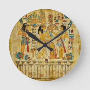 Forntida egyptenTapestryrulla Heirogliphics Rund Klocka