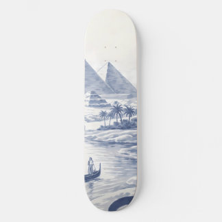 Forntida egyptisk Bastet-katt och pyramider Blå Mini Skateboard Bräda 18,5 Cm