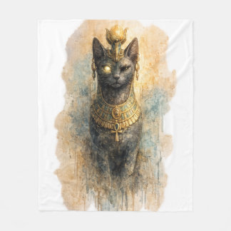 Forntida egyptisk Bastet Kattgudinna Akvarellkonst Fleecefilt