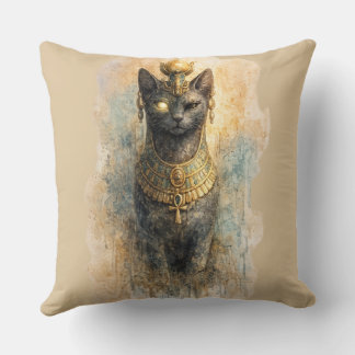 Forntida egyptisk Bastet Kattgudinna Akvarellkonst Kudde
