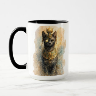 Forntida egyptisk Bastet Kattgudinna Akvarellkonst Mugg