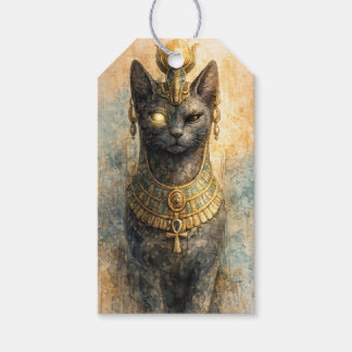 Forntida egyptisk Bastet Kattgudinna Akvarellkonst Presentetikett