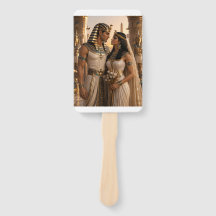 Forntida egyptisk bröllop kunglig paret handfläkt