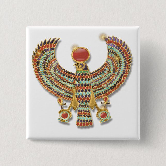 Forntida egyptisk falkbröstfena knapp (Framsida)